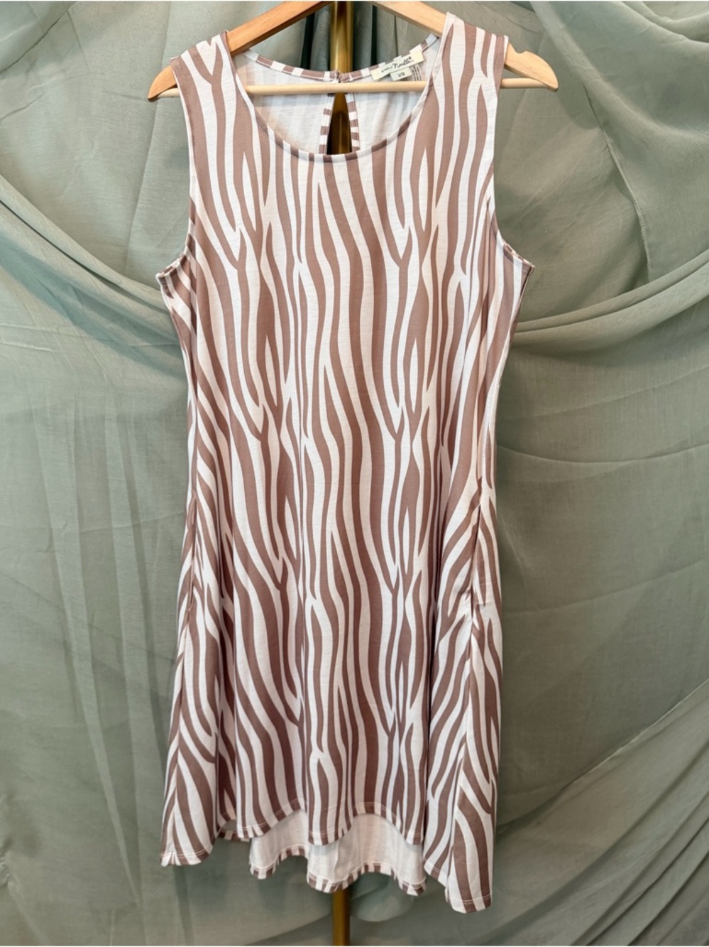 Simply Noelle Taupe & White Striped Dress